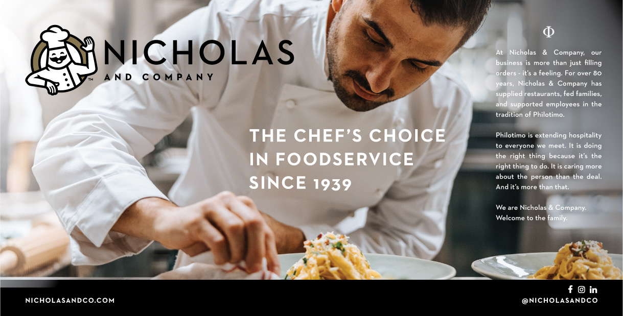 Nicholas and Company Ad - The Chef's Choice Since 1939.