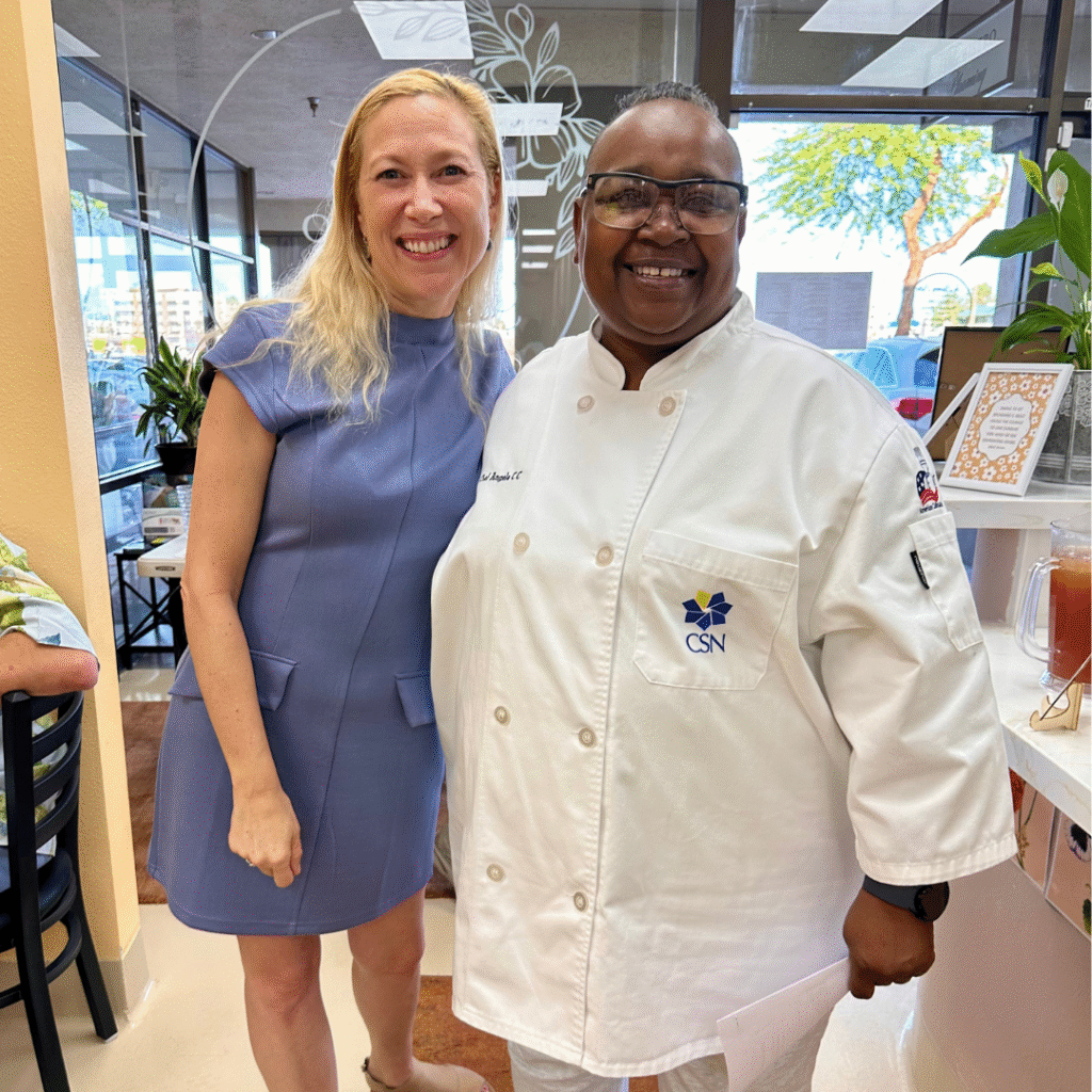 The Blooming Bistro's Samantha Steele with ACF Chefs Las Vegas President Angela Armstrong